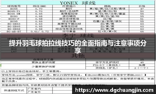 提升羽毛球拍拉线技巧的全面指南与注意事项分享